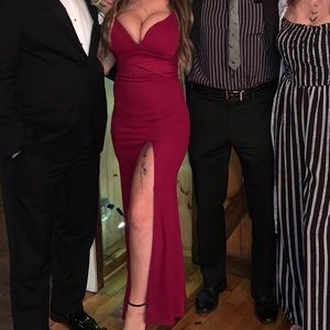 Figure fitting red slit dress